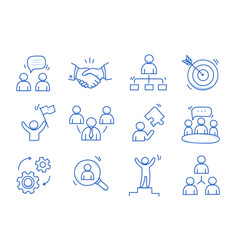 Doodle Business Team Icon Set Teamwork