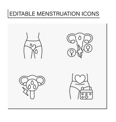 Menstruation Line Icons Set