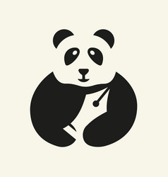 Panda Pen Nib Logo Negative Space Concept