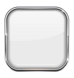 Web button plus square 3d icon with metal frame Vector Image