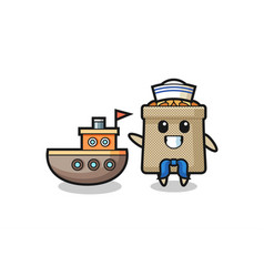 Character Mascot Of Wheat Sack As A Sailor Man