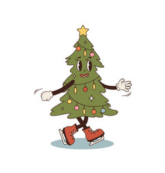 Isolated Groovy Hippie Christmas Tree Character