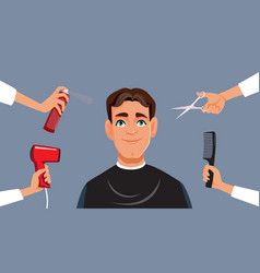 Man In A Barbershop Receiving A Haircut Cartoon