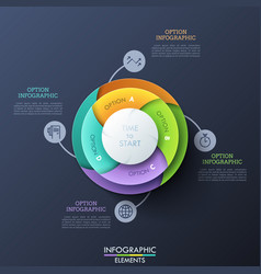 Pie Chart Divided Into 4 Colorful Spiral Parts