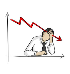 Businessman Grabbing His Head With Graph Going