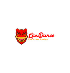 Cute Abstract Red Lion Dance Logo Symbol Icon