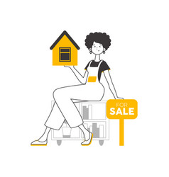 Realtor Woman Lineart Isolated