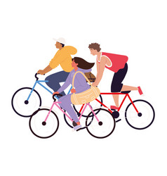 Young People Riding A Bikes