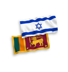 Flags Of Sri Lanka And Israel On A White