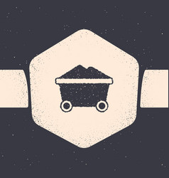 Grunge Coal Mine Trolley Icon Isolated On Grey