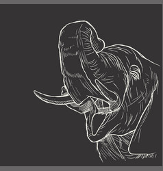 Hand Drawn Sketch Of An Elephant On A Black