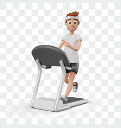 Smiling Man Is Running On Treadmill Modern Sports