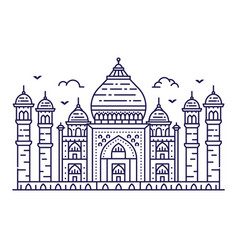 Taj Mahal India Landmark In Line Art Style