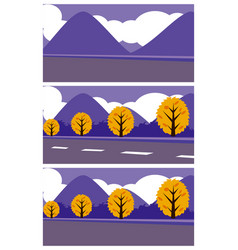 Autumn Banners With Trees And Mountains Il