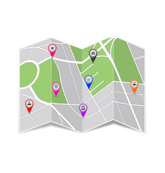 Folded Paper City Map Zoom Out View With Popular