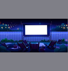 Open Air Backyard Outdoor Cinema Screen At Night