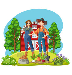 Farmer Couple In Farm Scene