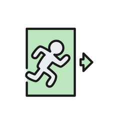 Emergency Exit Man Running Out Sign Flat Color