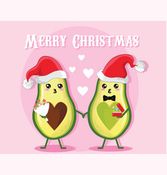 Poster Christmas Day Couple Cartoon Avocado