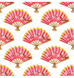 Watercolor Of Red Chinese Fan Pattern Holiday