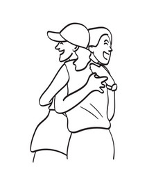 Woman Hugging Her Friend With Smile Hand