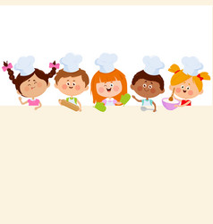 Banner With Diverse Group Of Children Chefs