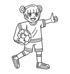 Girl Holding Soccer Ball Isolated Coloring Page