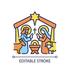 Nativity Scene Rgb Color Icon