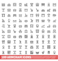 100 Armchair Icons Set Outline Style