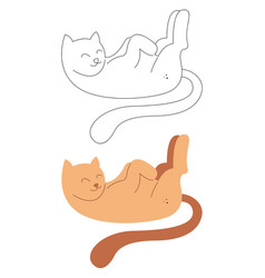 A Small Set With Happy Cat Lying On Its Back