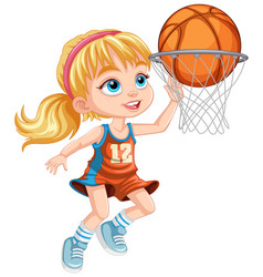 Cute Girl Shooting Basketball Into The Hoop