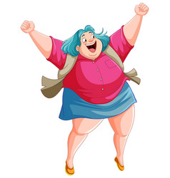 Happy Overweight Woman Cartoon Character