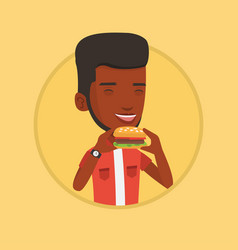 Man Eating Hamburger