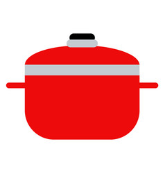 Cooking Pot Icon Red Metal Lid Crockery