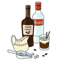 Doodle Cartoon White Russian Cocktail