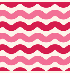 Retro Groovy Waves In Red Pink Seamless Pattern