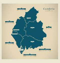 Modern Map - Cumbria County With Districts