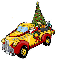 Santa Driving Christmas Truck With Tree