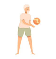 Senior Man Playing Volleyball On The Beach