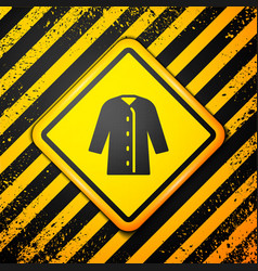 Black Raincoat Icon Isolated On Yellow Background