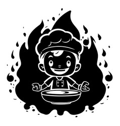 Chef Cooking In The Fire Cartoon Character