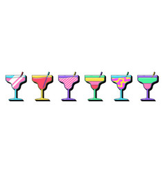 Isolated Retro Cocktail Icon Set Stickers