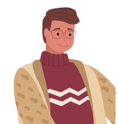 Man Posing In Warm Clothes Sweater And Cardigan