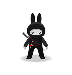 Standing Cute Bunny Ninja With Sai And Katana