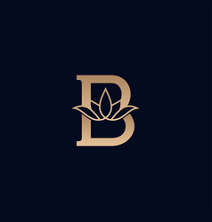 Gold Brand Logo Design With Lotus Flower Letter B