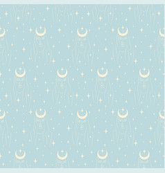 Seamless Pattern With With Witch Woman Blue Print