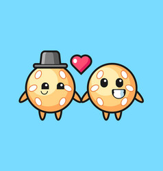 Sesame Ball Couple Cartoon Fall In Love