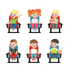 Cute Little Kids In 3d Glasses Watching Movie