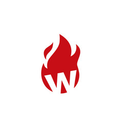 W Letter Fire Flame Logo Icon