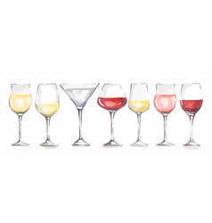 Watercolor Wine Glasses Set